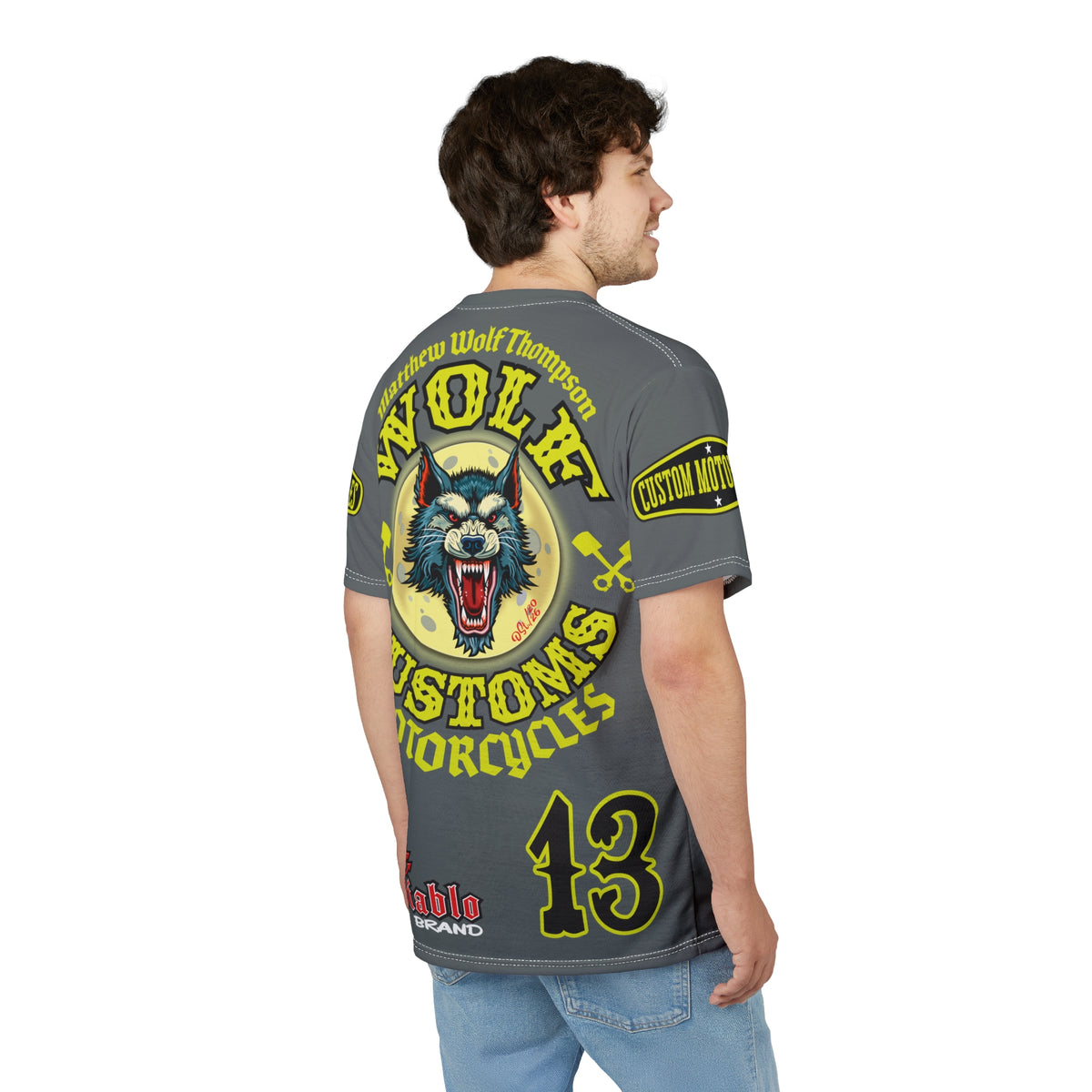 SRT MWT Wolf Customs 13 HiViZ Lumina Graphics -- Super Riding Tee — Retro Motorcycle Club Shirt, The Best Biker Riding Tee EVER !!!