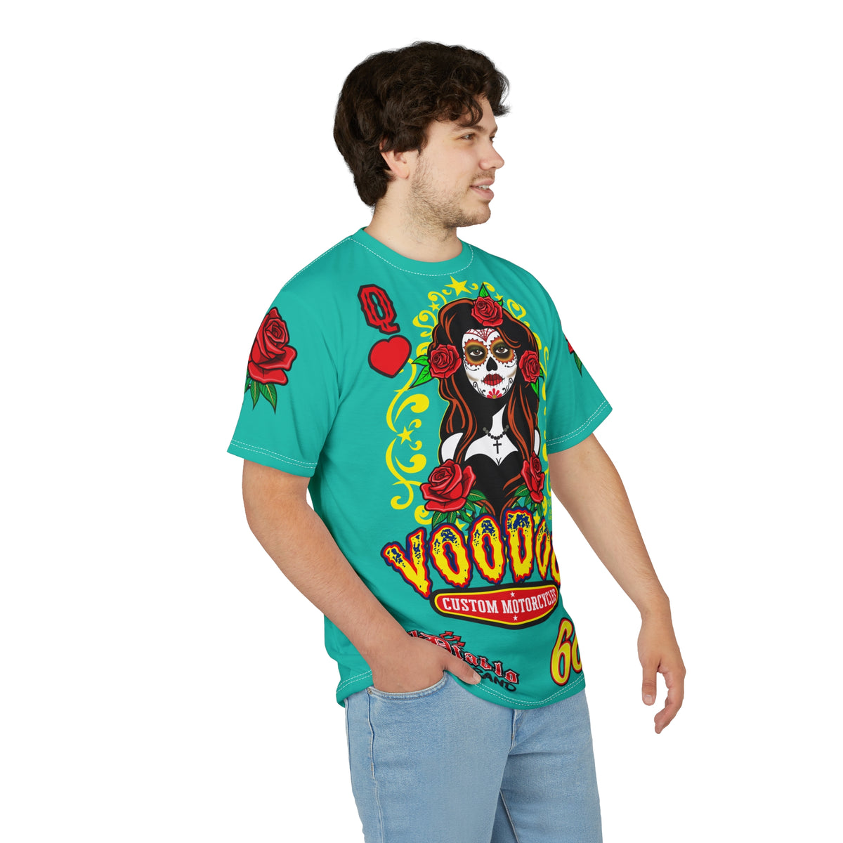 Copy of Voodoo Custom Motorcycles Tee — Queen of Hearts  Graphic Riding Super Tee