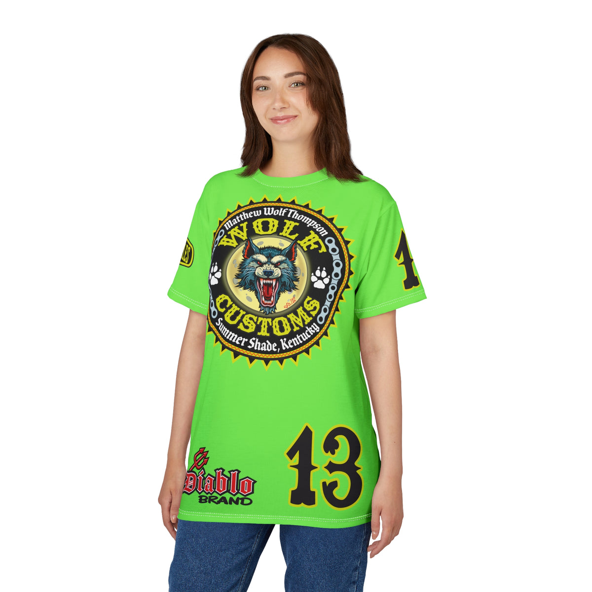 Very Special MWT Wolf Customs HiViZ Graphic Super Tee — Retro Motorcycle Club Shirt, The Best Biker Riding Tee EVER !!!