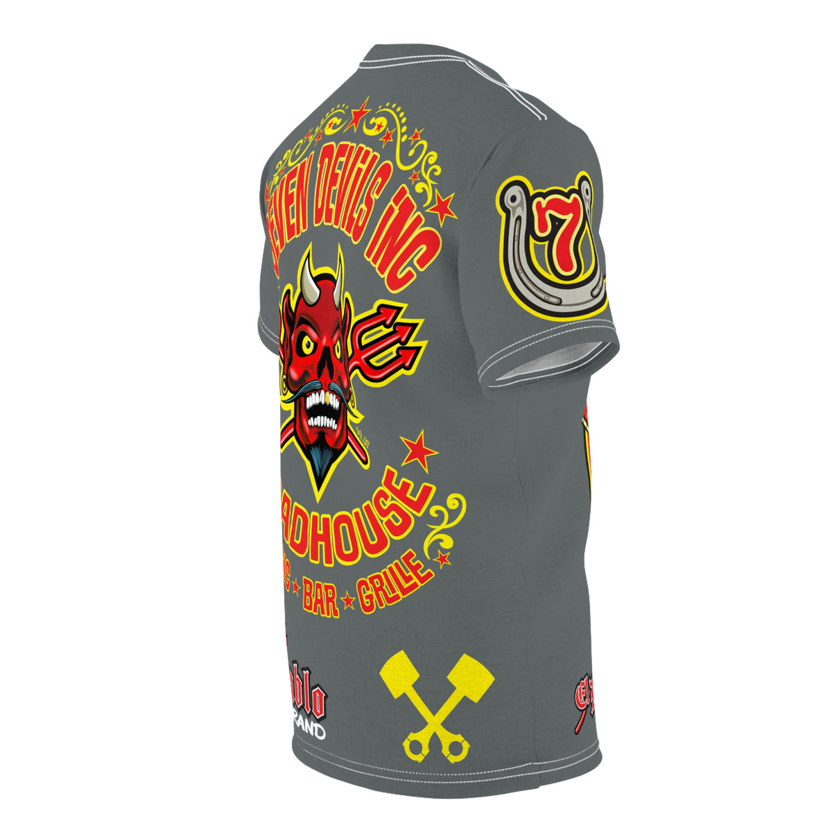 Seven Devils Inc. Roadhouse Deluxe HiViz Graphic Tee - Motorcycle Custom Riding Super Tee