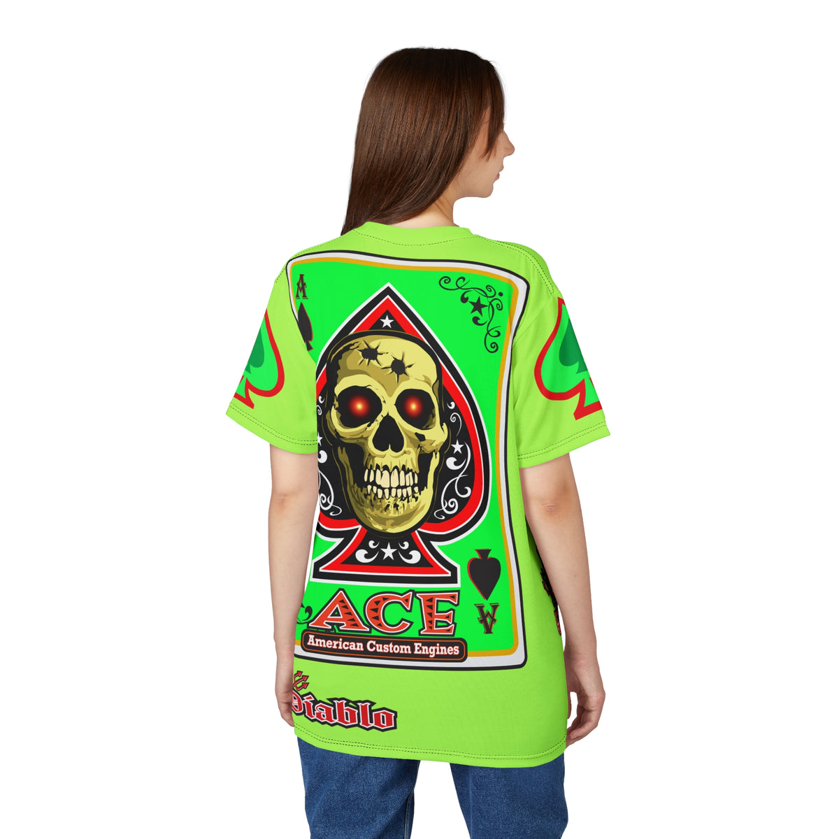 American Custom Engines ACE - Very Special Lumina Green  Ace of Spades Death Card High visibility Graphics