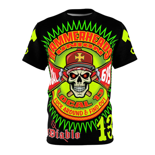 Hammerheads Union Local 13 - GIANT GRAPHICS !!!!!! SoCal 619 Special Edition - Custom HiViz Motorcycle Riding Tee Shirt _ Super Comfort and Fit