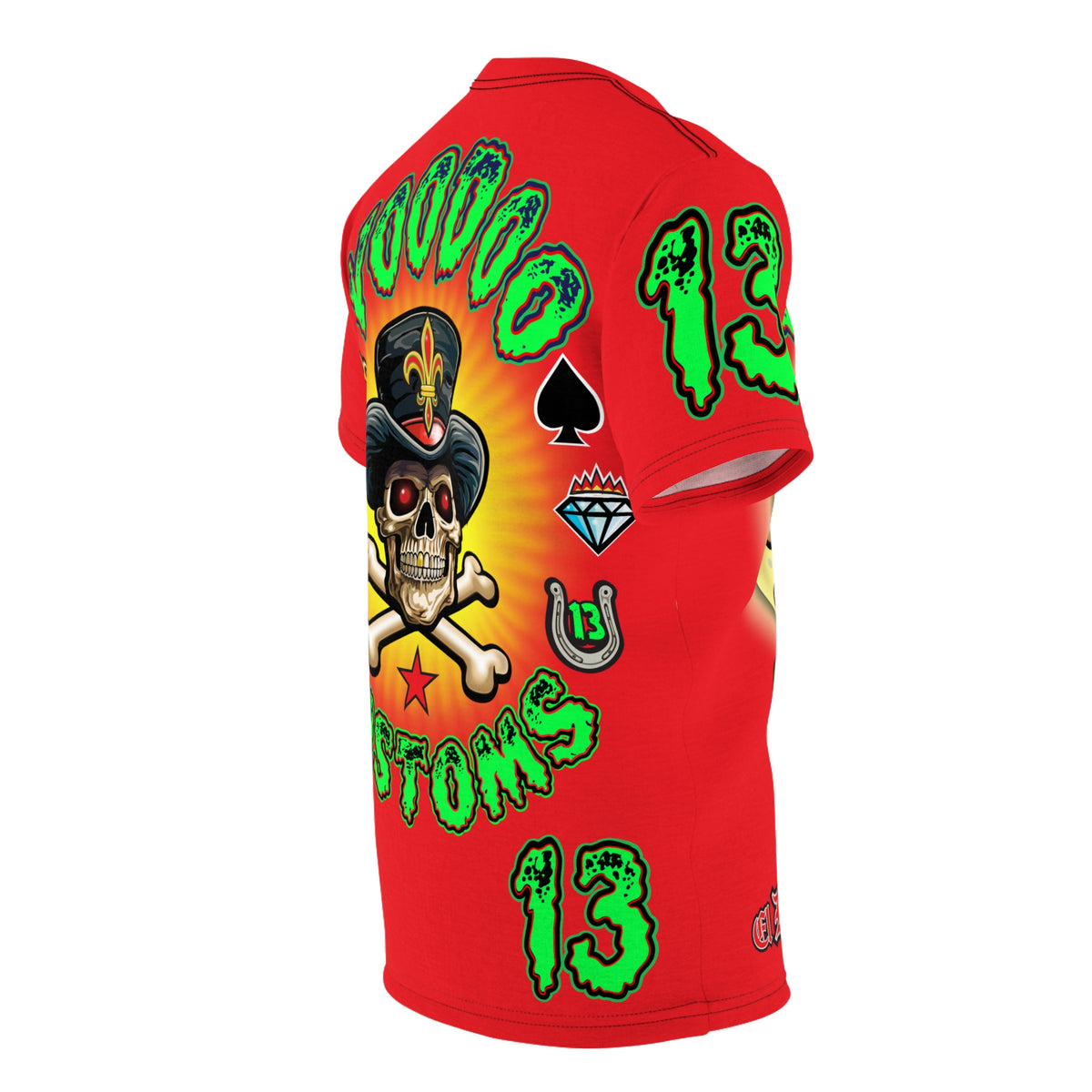 Voodoo Motorcycles HiViz Red Rider Super Tee, Unique Graphic Tee, Custom HiViz Apparel