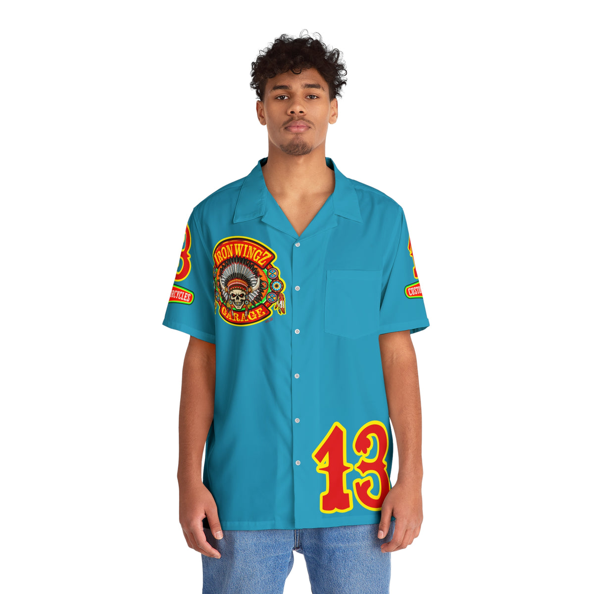 Big Bopper Men's Hawaiian Shirt - Loose, Comfortable Button Up Shirt for Easy Breezy Riding - Sizes to 5XL