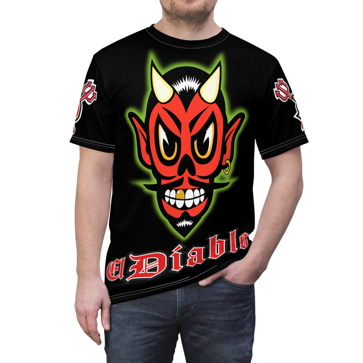 El Diablo Night Ryder HiViz Super Tee, Huge HiViz Back Graphic, See & be seen !!!