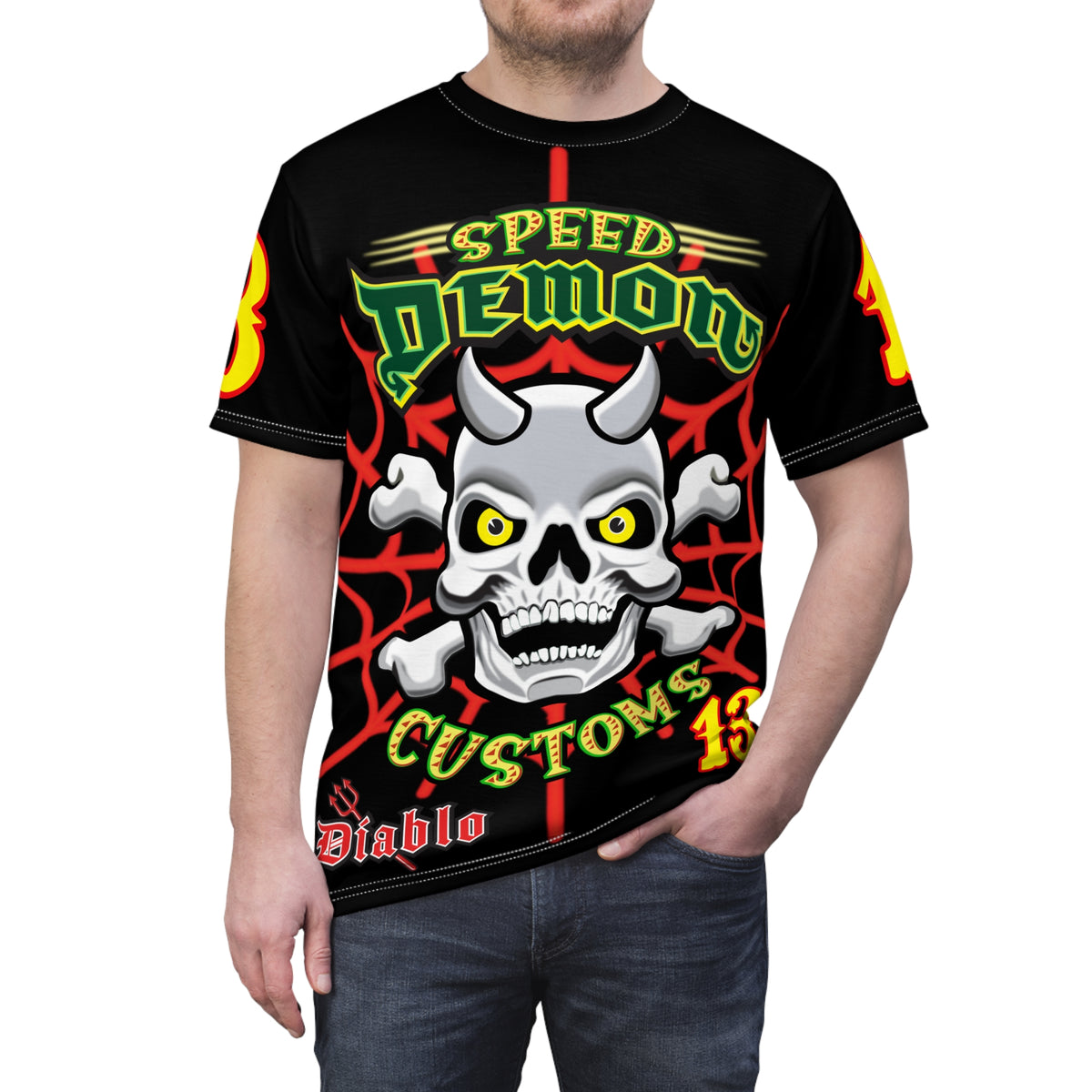 Speed Demon Big Web HiViz Custom Motorcycle Riding Super Tee