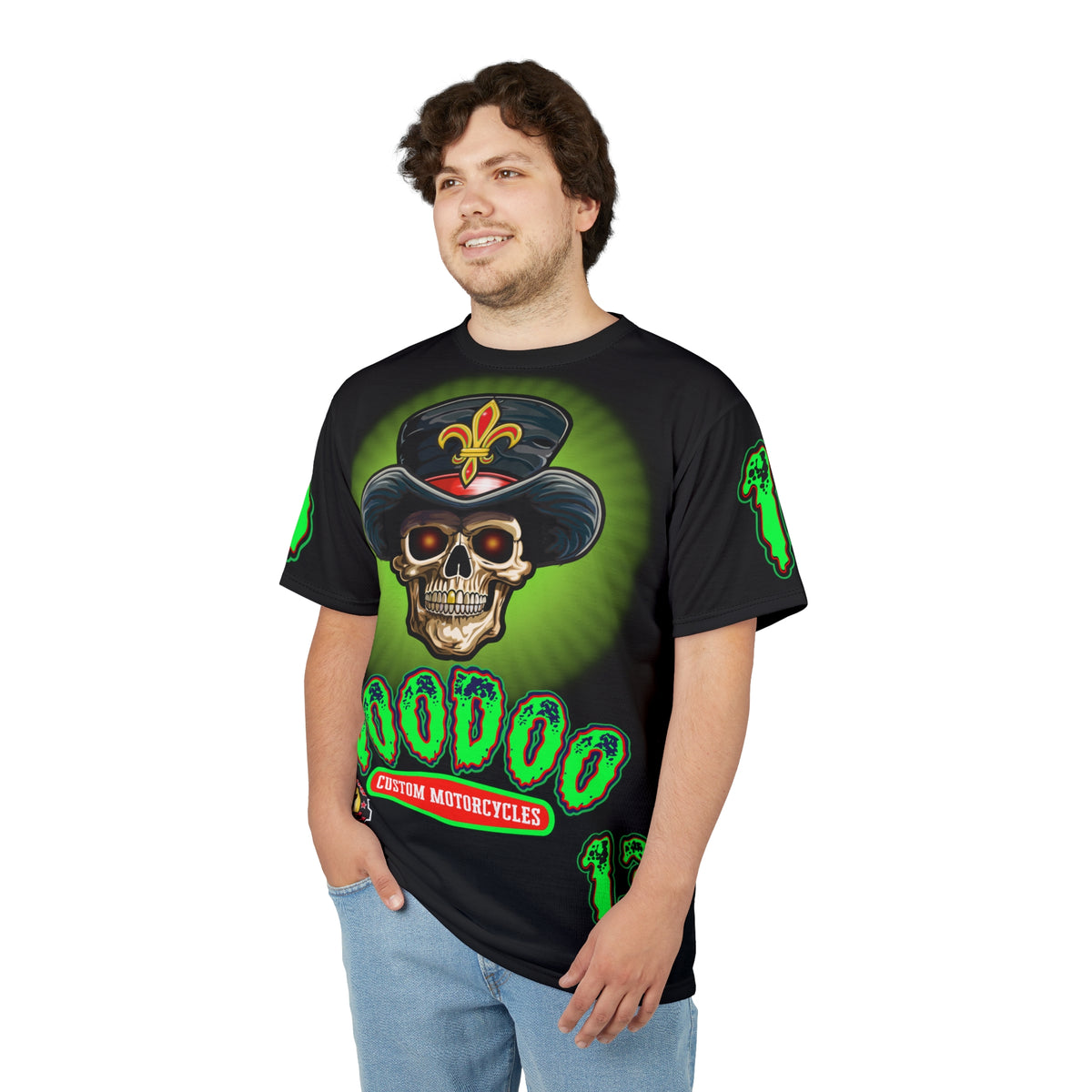 Voodoo Lucky 13 Motorcycle HiViz Super Tee, Unique Graphic Tee, Custom Riding Apparel
