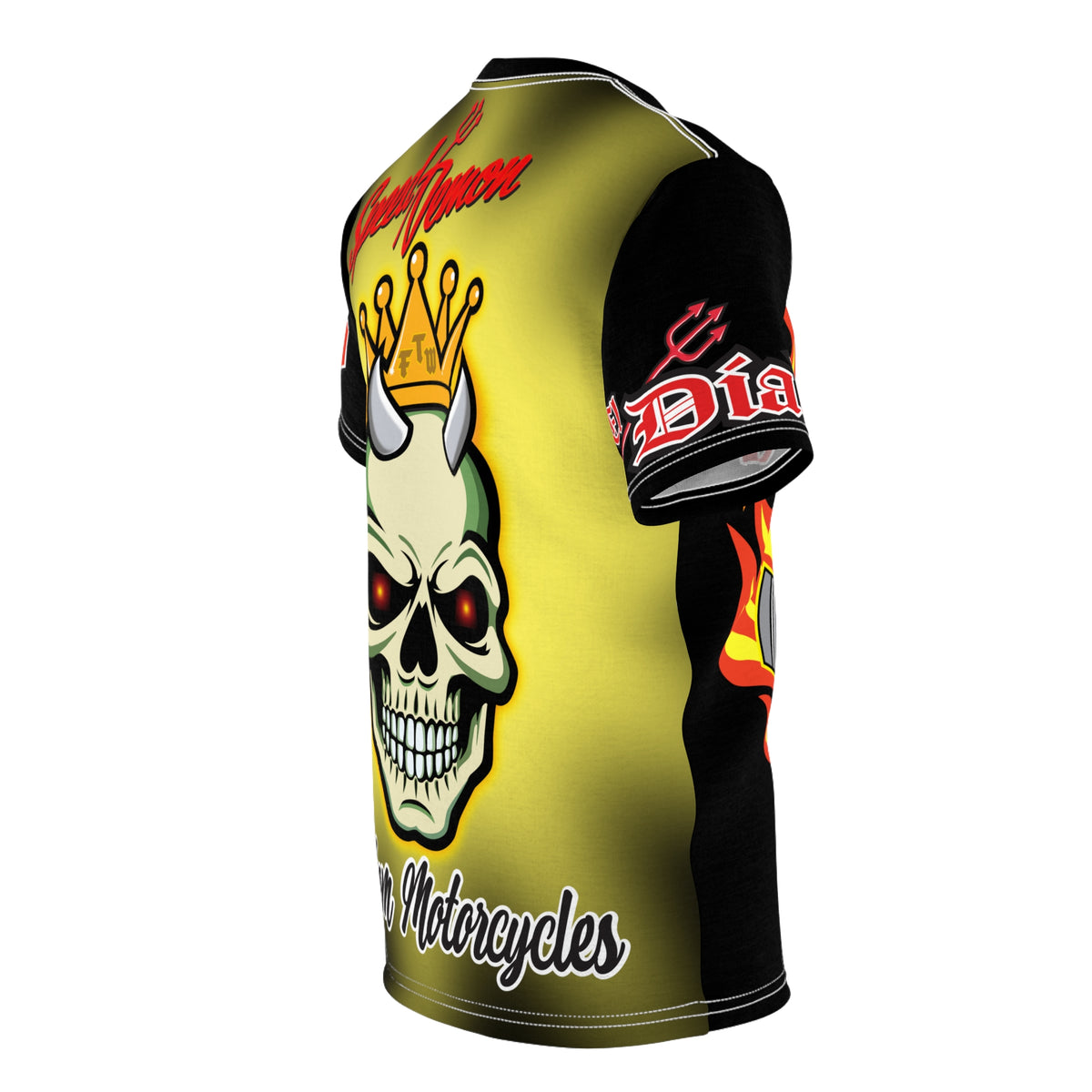 Speed Demon King -  Blaze inferno Front & Starburst Electric yellow Super Nova Back...HiViz Riding Tee