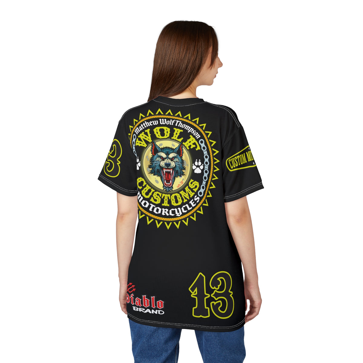 MWT Wolf Customs 13 Black Graphic Super Tee — Retro Motorcycle Club Shirt, The Best Biker Riding Tee EVER !!!