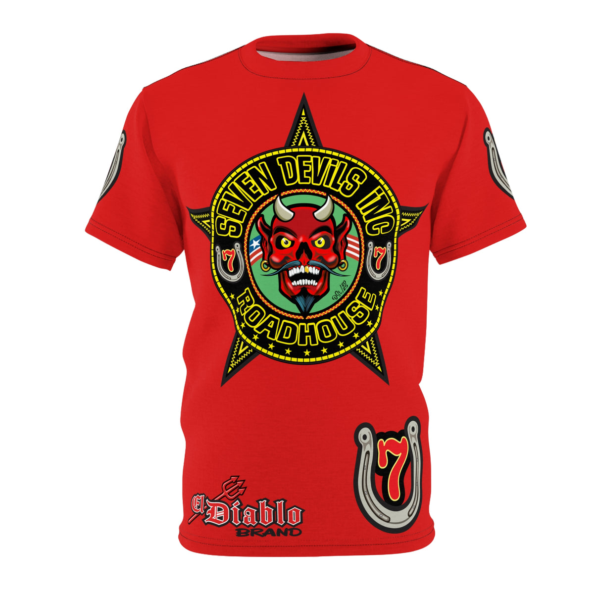 Seven Devils Road House (BLACK STAR HIVIZ LIMITED EDITION) Custom Super Riding Tee - Retro Devil Style Graphic Style