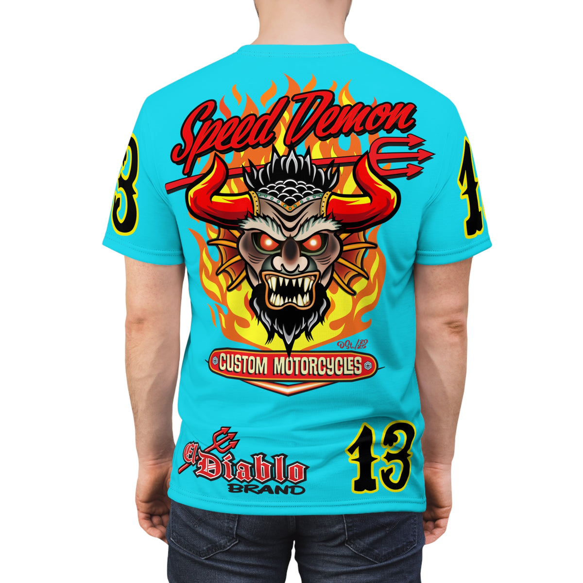 Speed Demon Customs Ice Blue Super Tee — Extreme Edgy Graphics - Bad Attitude Custom Biker Riding Gear