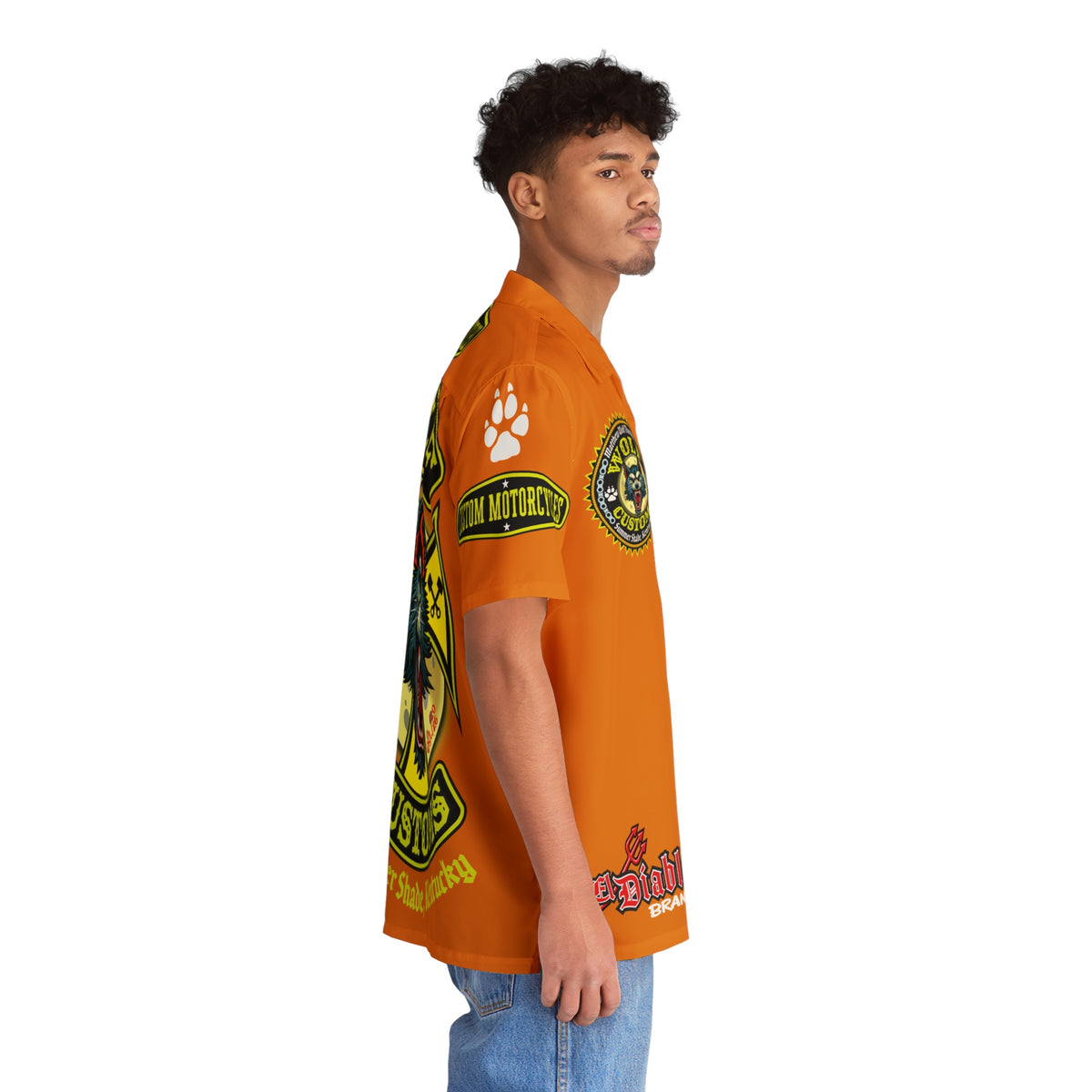 Big Bopper MWT Wolf Customs Motorcycle Hawaiian Shirt -  For Big Boys to Size 5XL