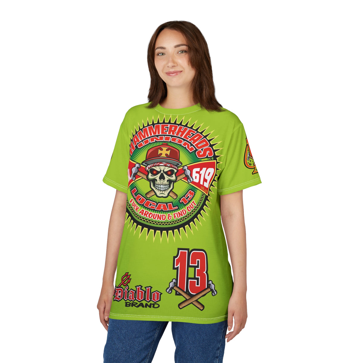 VERY Special Hammerheads Union Local 13 -  Custom HiViz Motorcycle Riding Tee Shirt _ Super Comfort and Fit