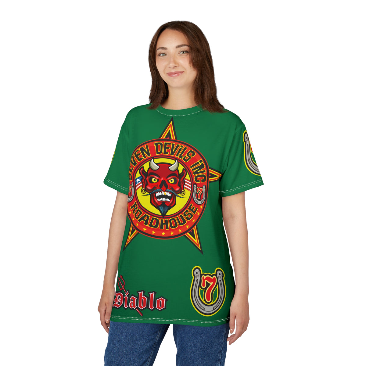 Seven Devils Inc. Roadhouse  Graphic Tee - Custom Motorcycle Riding Super Tee, Edgy Streetwear Perfect Fit & Comfort Biker Wear