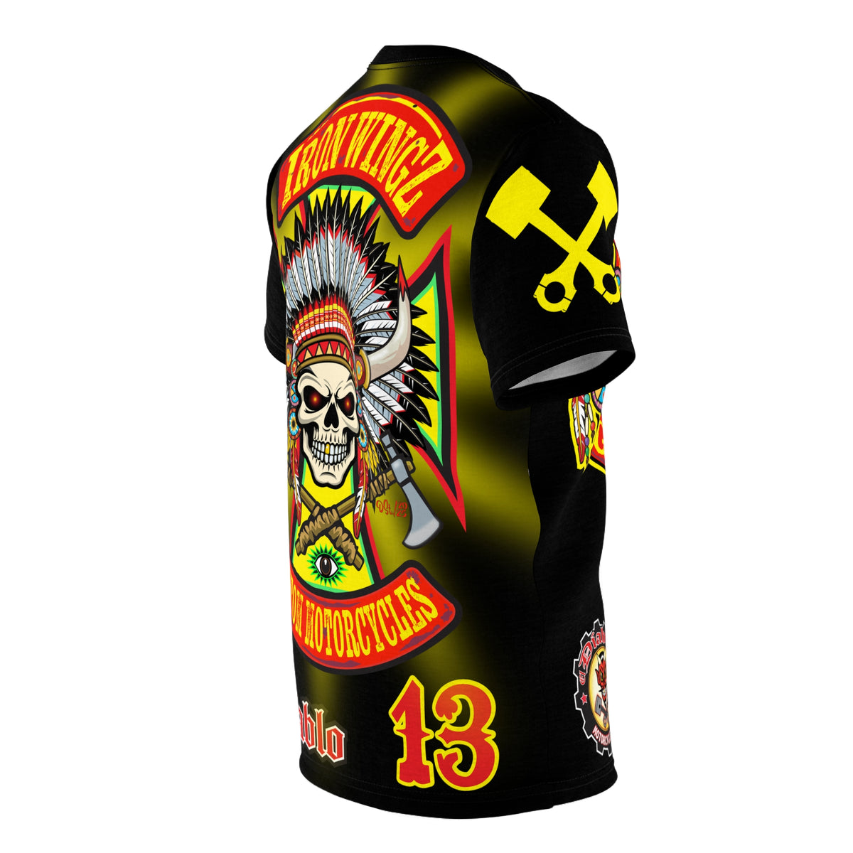 Iron WingZ Customs HIviz Graphic Super Tee, Edgy Streetwear, Customized Apparel, Gift for Bikers