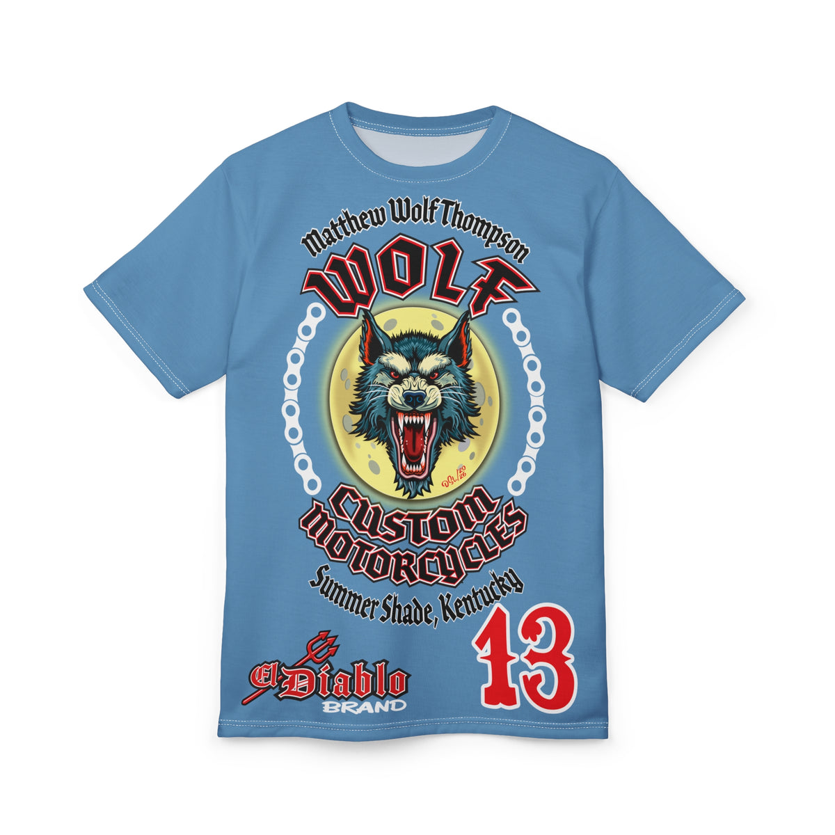 MWT Wolf Custom Motorcycles Super Tee — Viciously Cool High Performance Motorcycle Riding Shirt