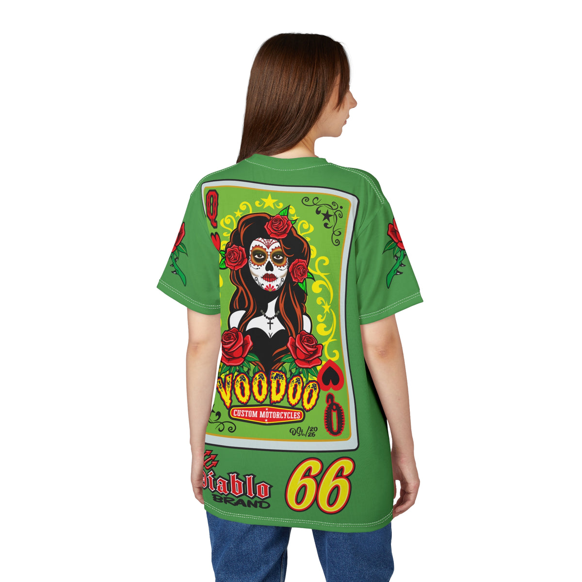 Voodoo Custom Motorcycles Tee — Queen of Hearts  Graphic Riding Super Tee