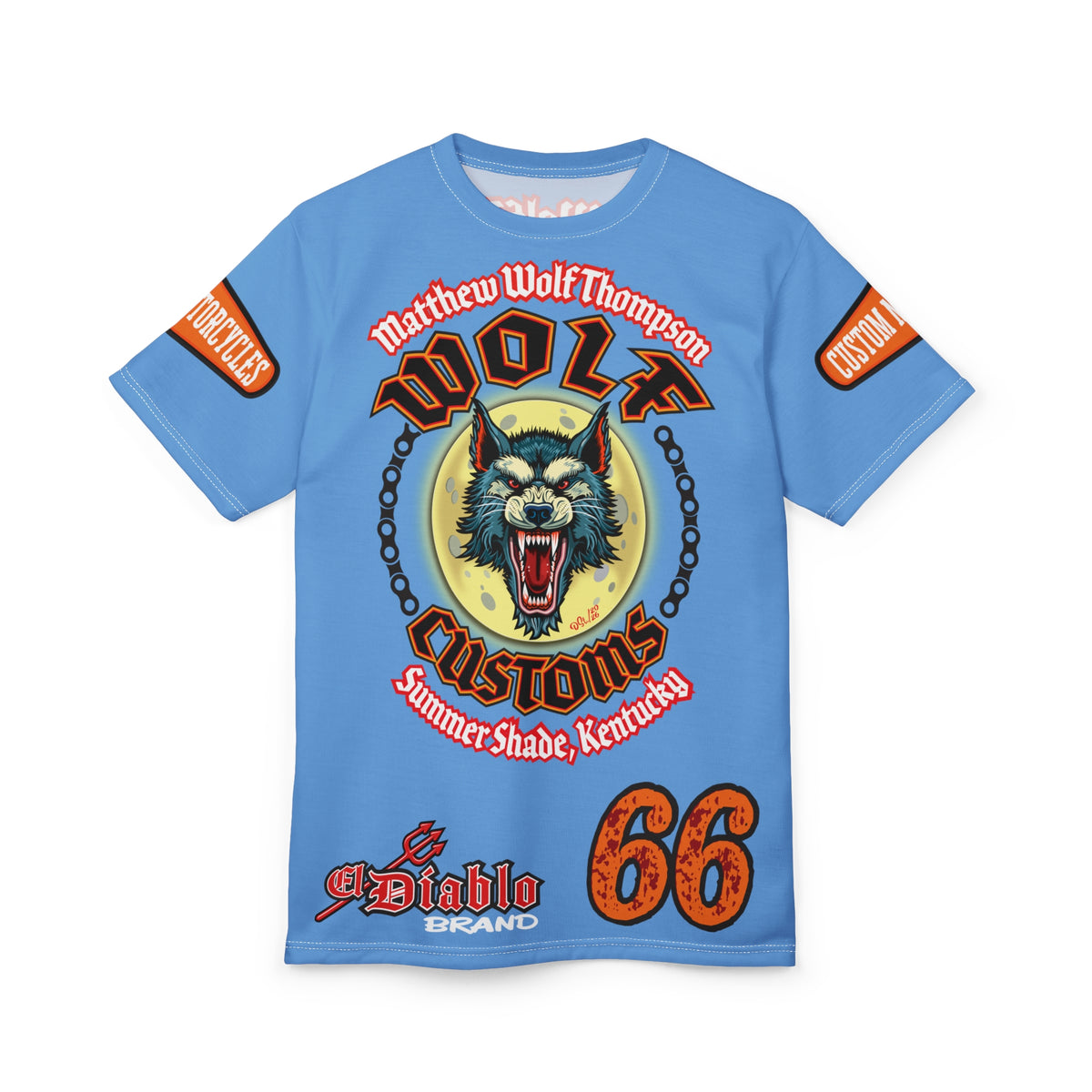 MWT Wolf Customs Motorcycle Super Tee — Viciously Cool High Performance Motorcycle Riding Shirt