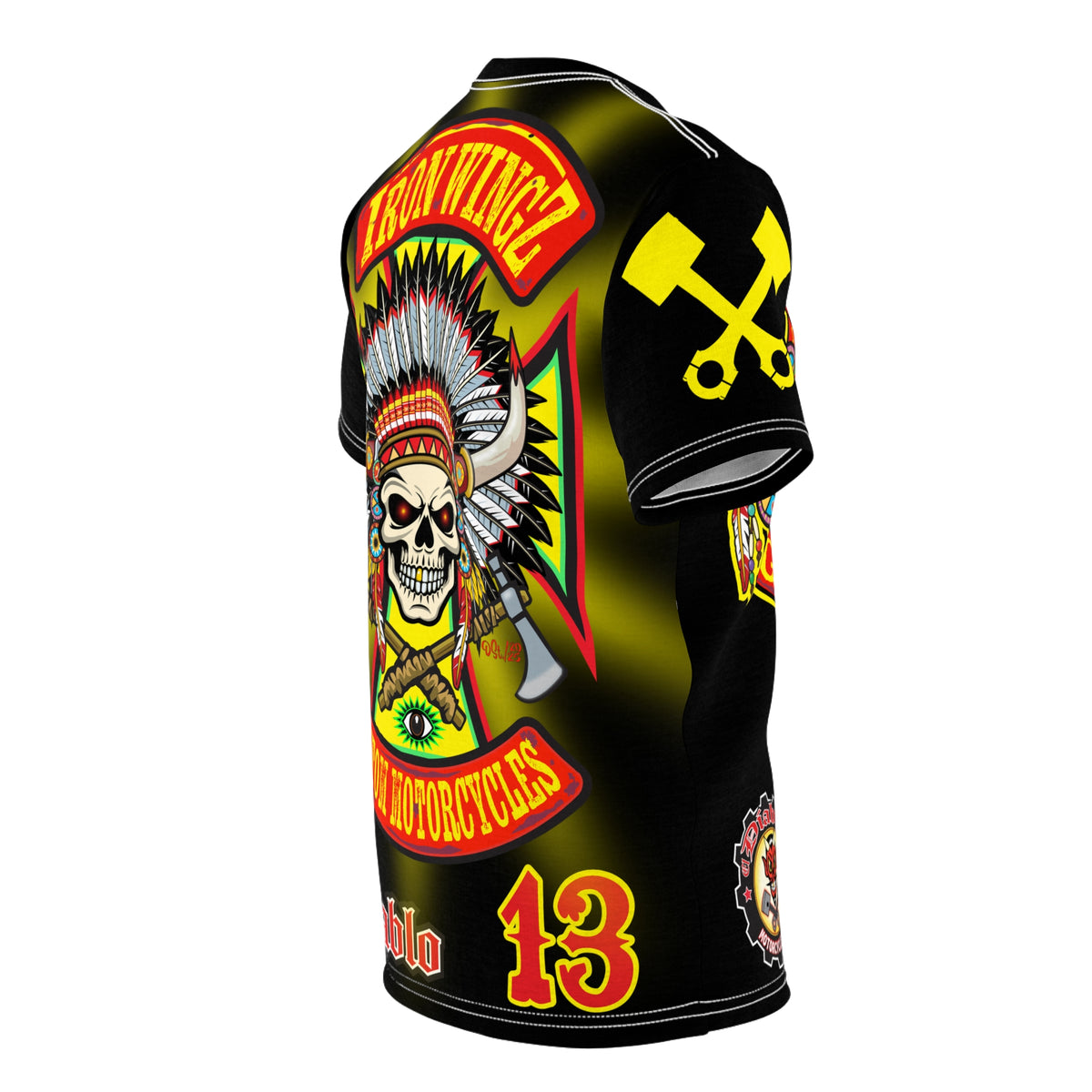 Iron WingZ Customs HIviz Graphic Super Tee, Edgy Streetwear, Customized Apparel, Gift for Bikers