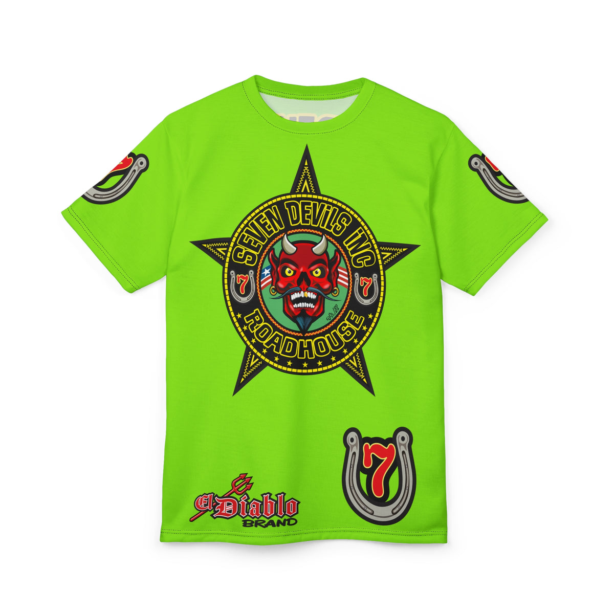 Very Special Seven Devils Road House (BLACK STAR HIVIZ LIMITED EDITION) Custom Super Riding Tee - Retro Devil Style Graphic Style
