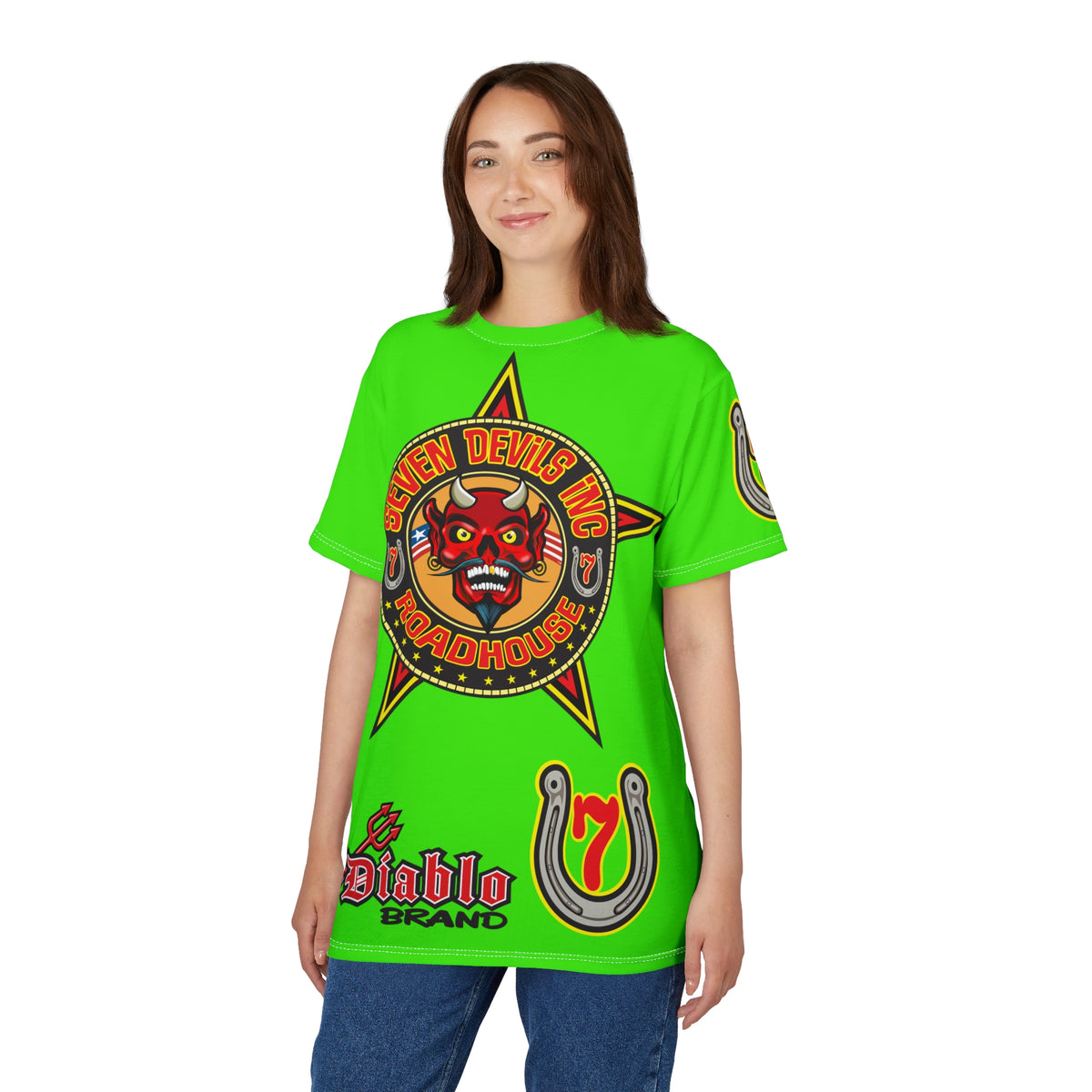 Very Special Seven Devils Inc. Roadhouse HiViZ Lumina Graphic Tee -  Motorcycle Custom Riding Super Tee