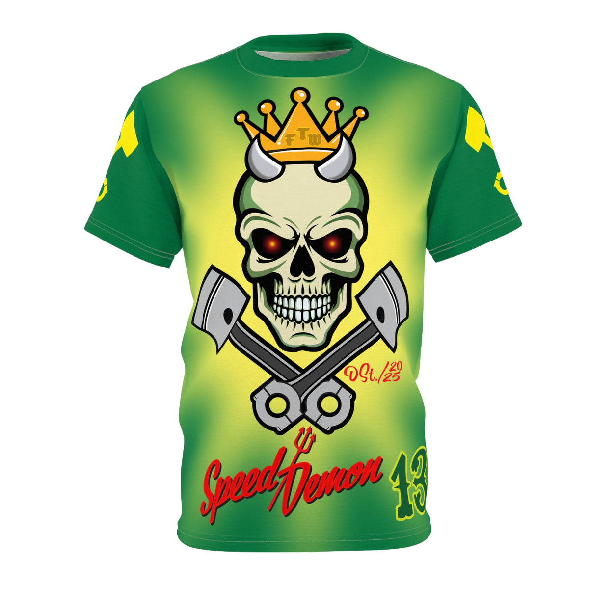 Speed Demon HiViz Tie Dye Style - Custom Motorcycle Riding Tee. - Excellent Visiblity using XL high colour graphics