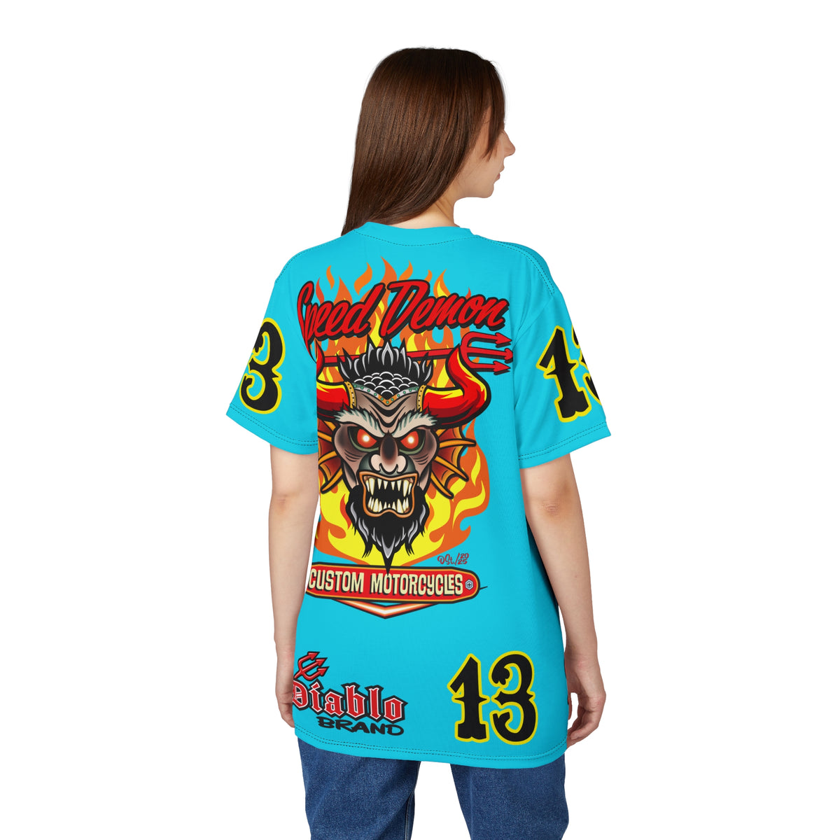 Speed Demon Customs Ice Blue Super Tee — Extreme Edgy Graphics - Bad Attitude Custom Biker Riding Gear