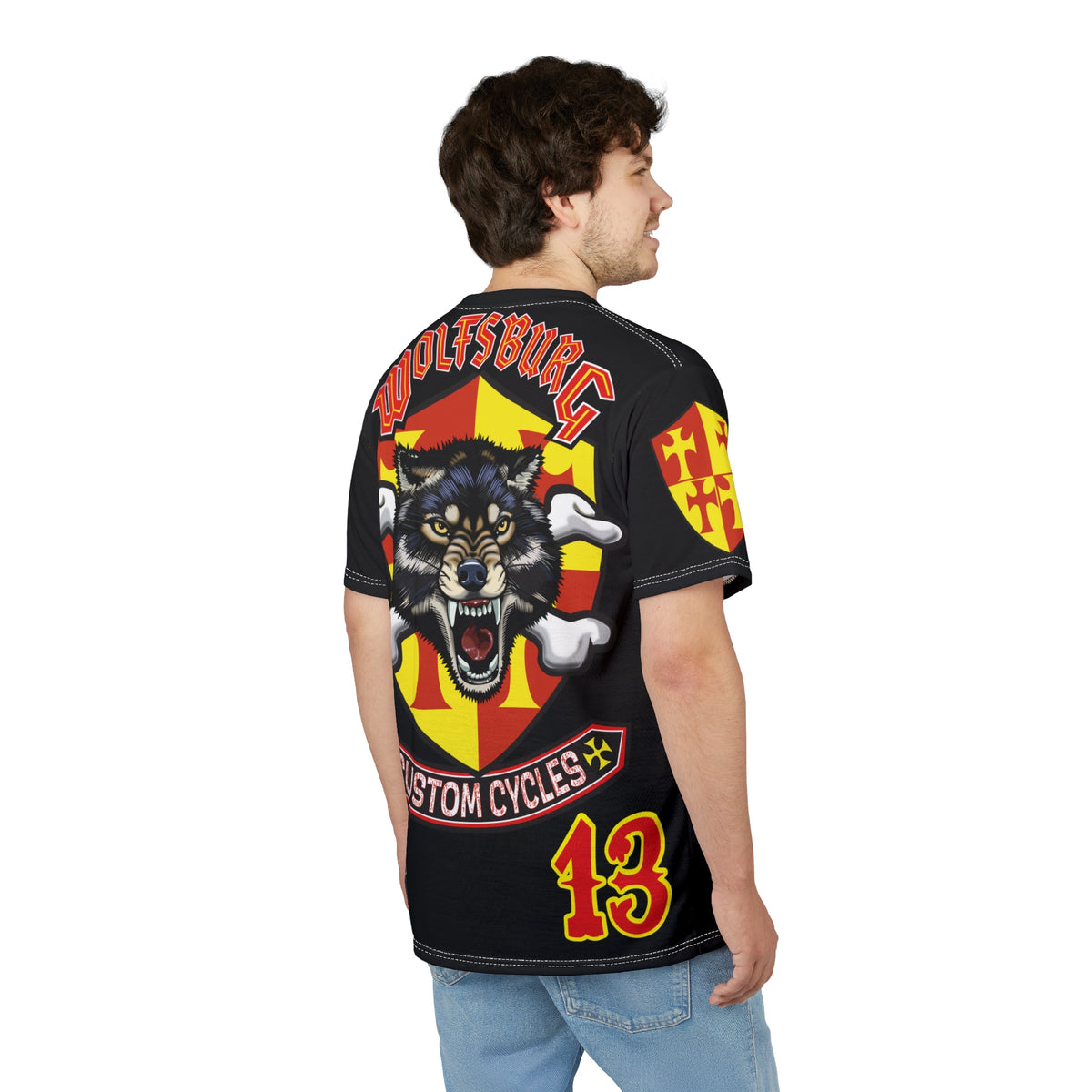 Wolfsburg Custom Cycles Super Tee - Edgy Biker Wear, Badass Gear with High Visibility Graphics