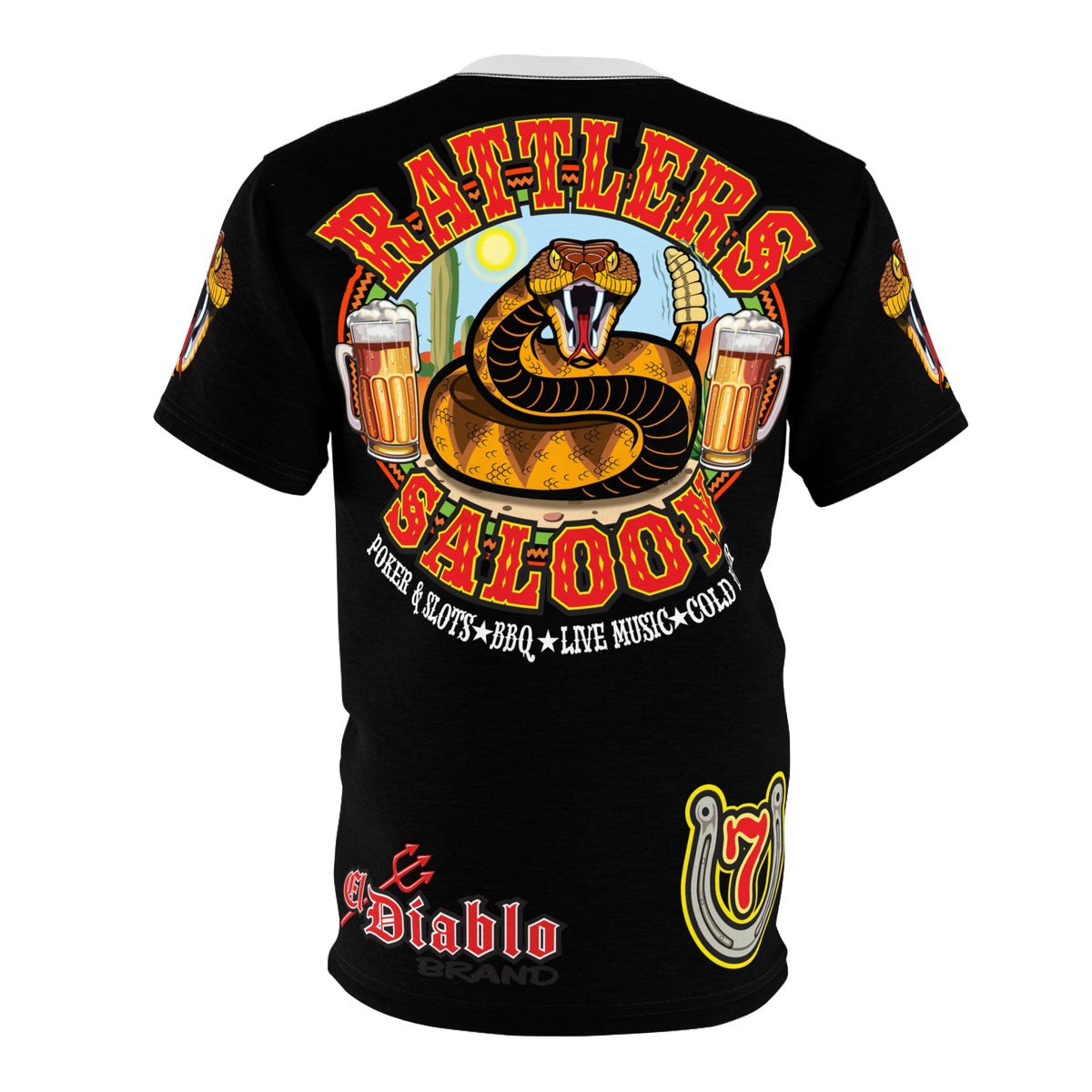 SRT Rattlers Saloon  BADAZZ BLACK SUPER RIDING TEE — Vintage Biker 66 Graphic Shirt