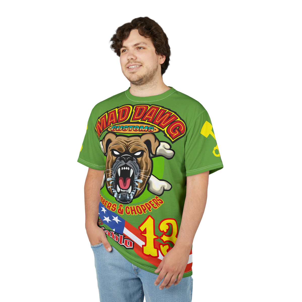 Mad Dawg Customs HiViz Americana - Motorcycle Riders Super Tee