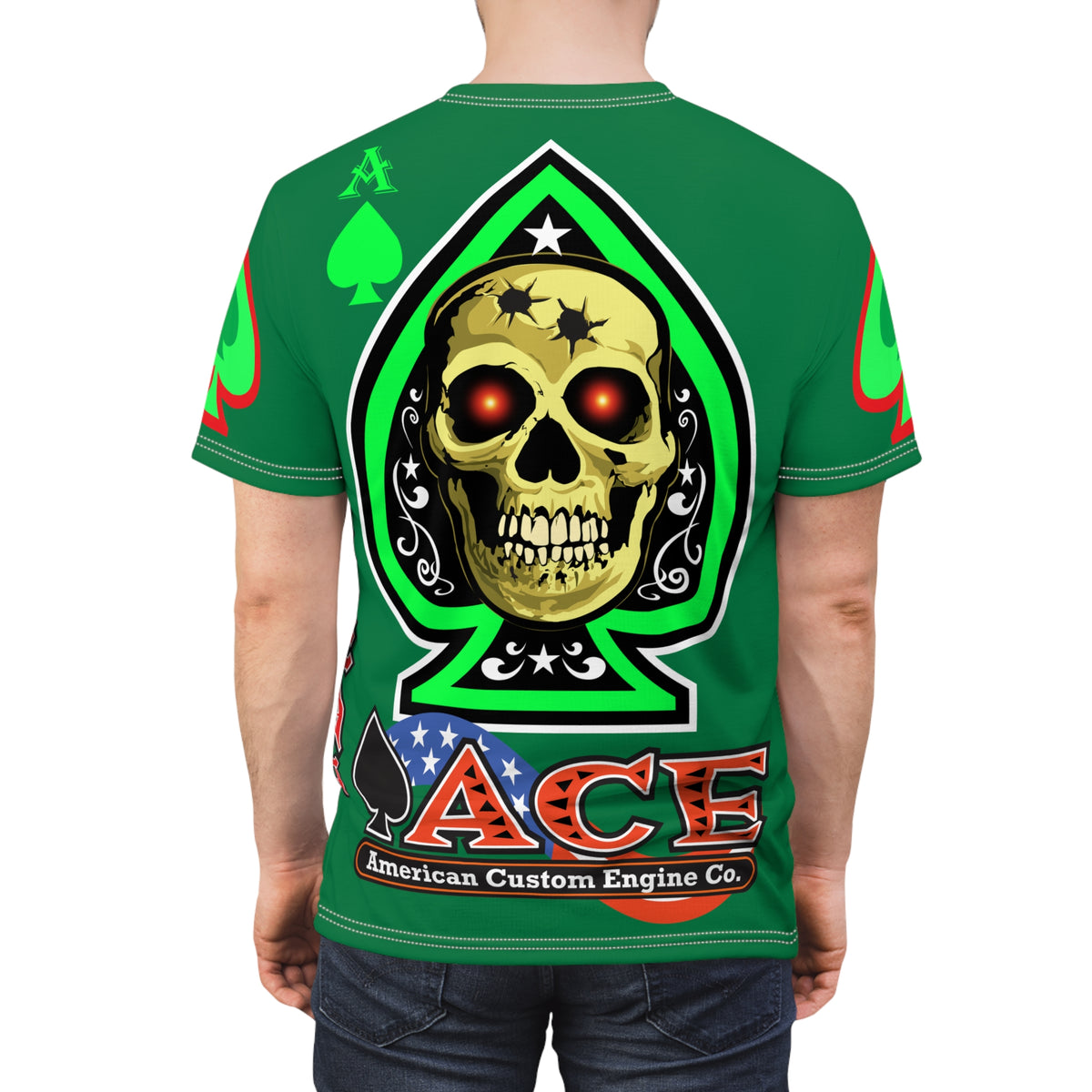 American Custom Engines ACE - Special Lumina Green  Ace of Spades Death Card High visibility Graphics