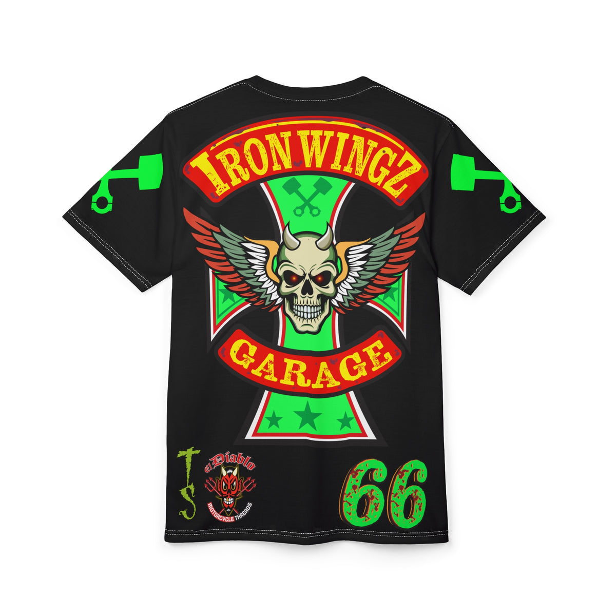 Iron Wingz Custom Motorcycles Super Tee - Badazz Harley Riding HiViz Tee