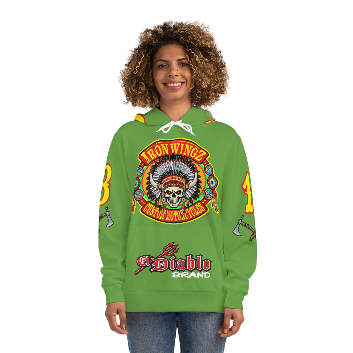 HoodZ Iron WingZ Custom Motorcycles Retro Logo Pullover Hoodie