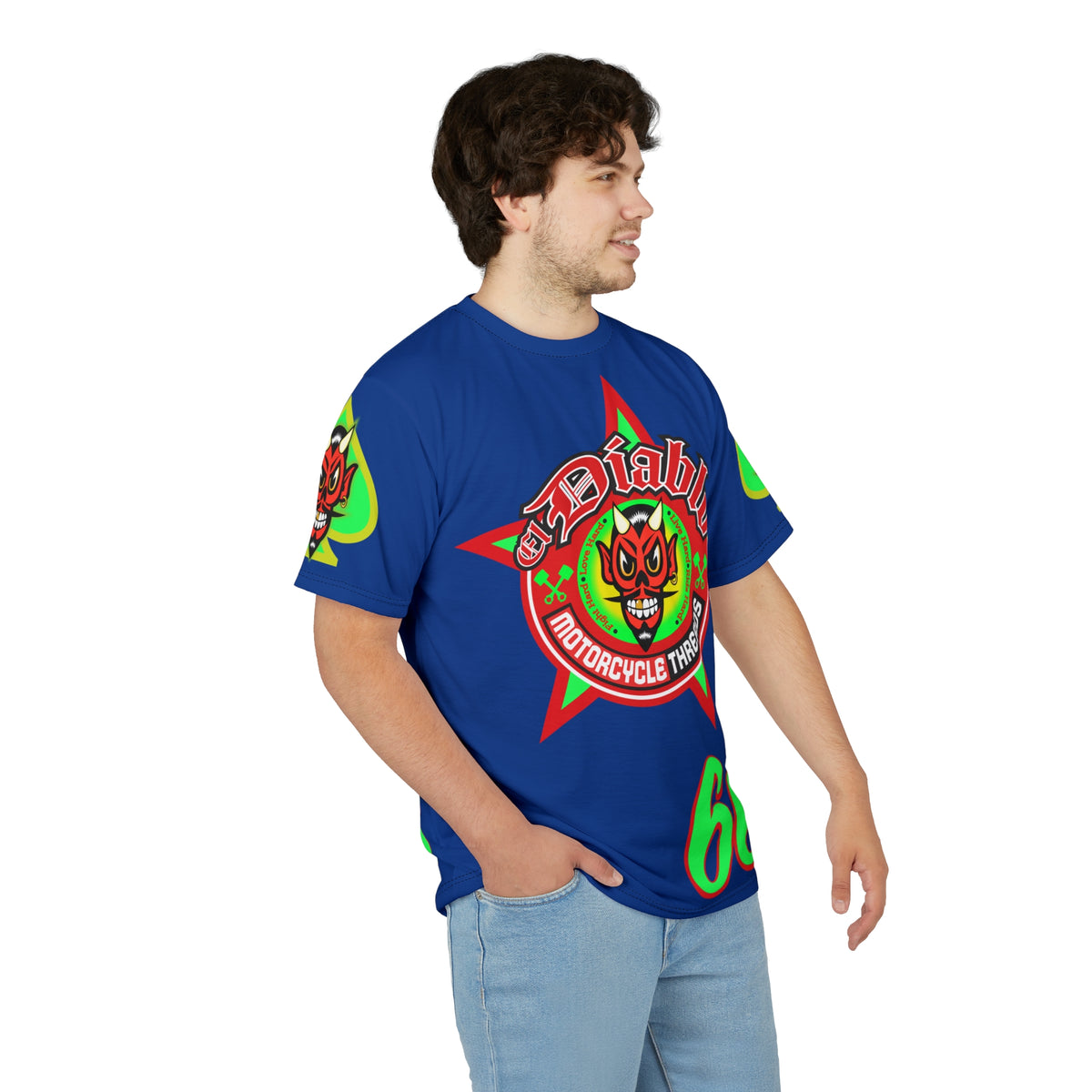 El Diablo Motorcycle Threads - Unisex Cut & Sew Tee - HiViz Color - Edgy Graphic Tee for Bikers