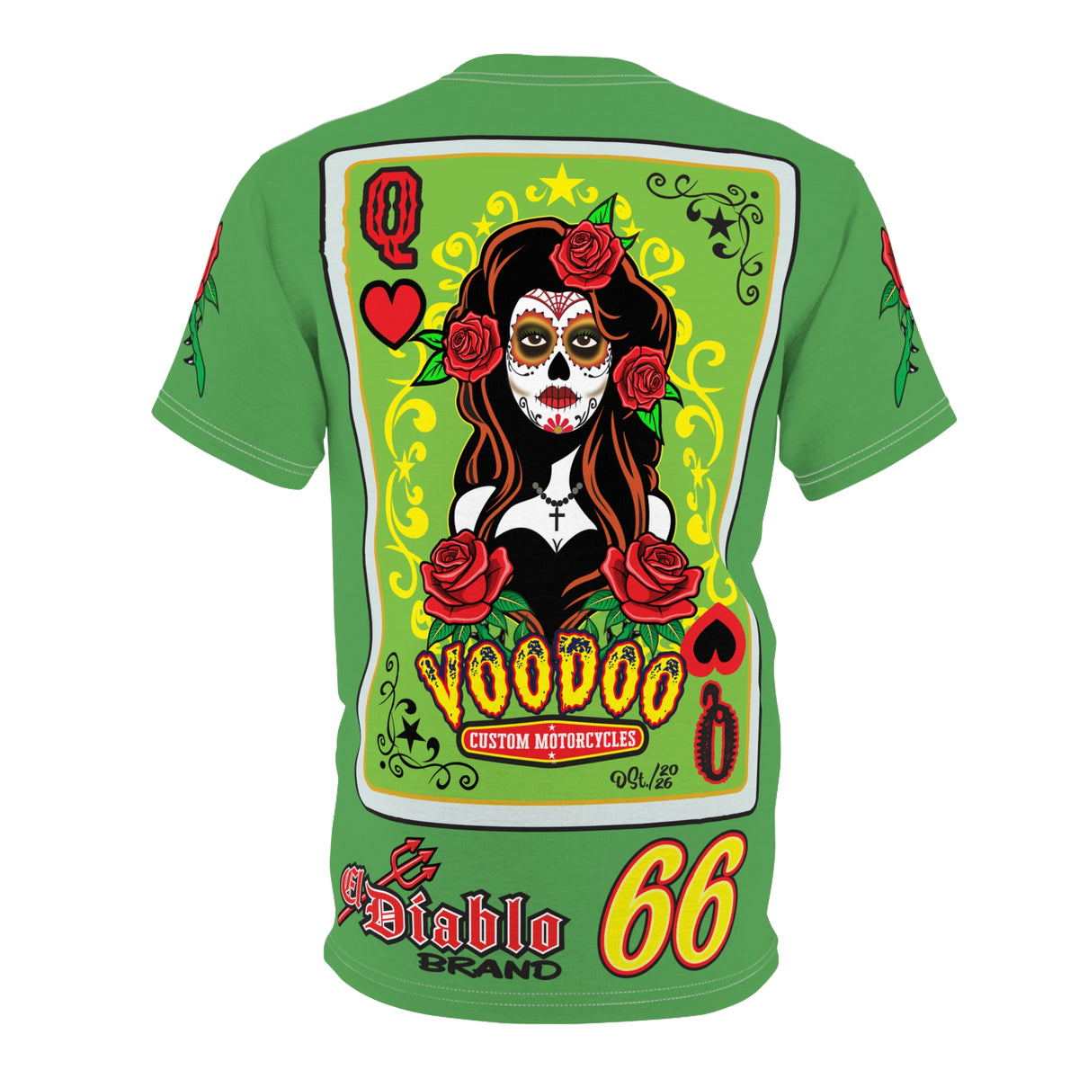 Voodoo Custom Motorcycles Tee — Queen of Hearts  Graphic Riding Super Tee