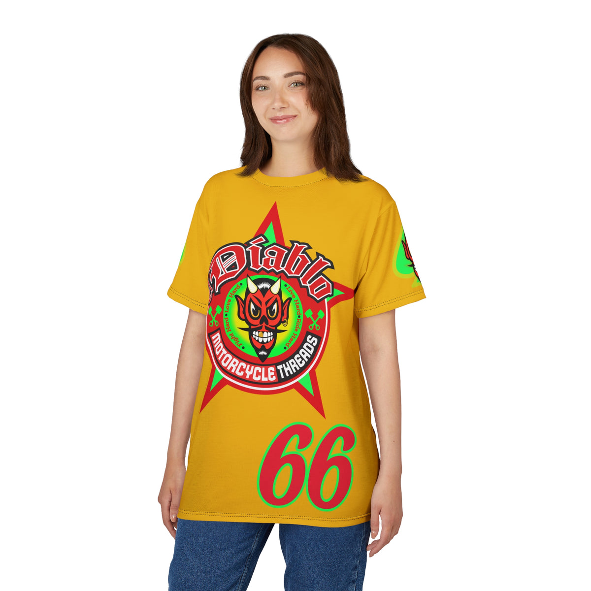 El Diablo Motorcycle Threads Unisex Cut & Sew Tee - Edgy Graphic Tee for Biker Enthusiasts