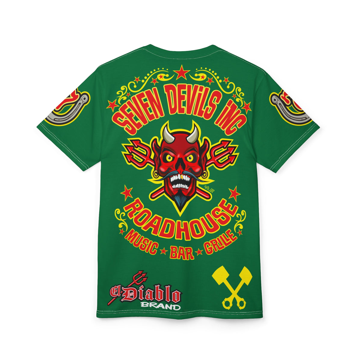 Seven Devils Inc. Roadhouse Deluxe HiViz Graphic Tee - Motorcycle Custom Riding Super Tee