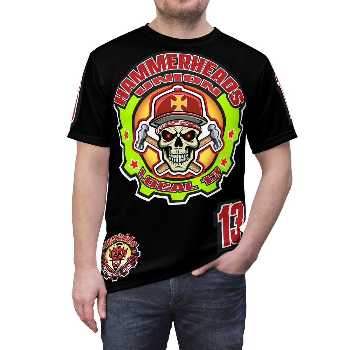 Hammerheads Union Local 13 HiViz Super Tee - Rough Tough Bad Attitude Motorcycle Riding Tee