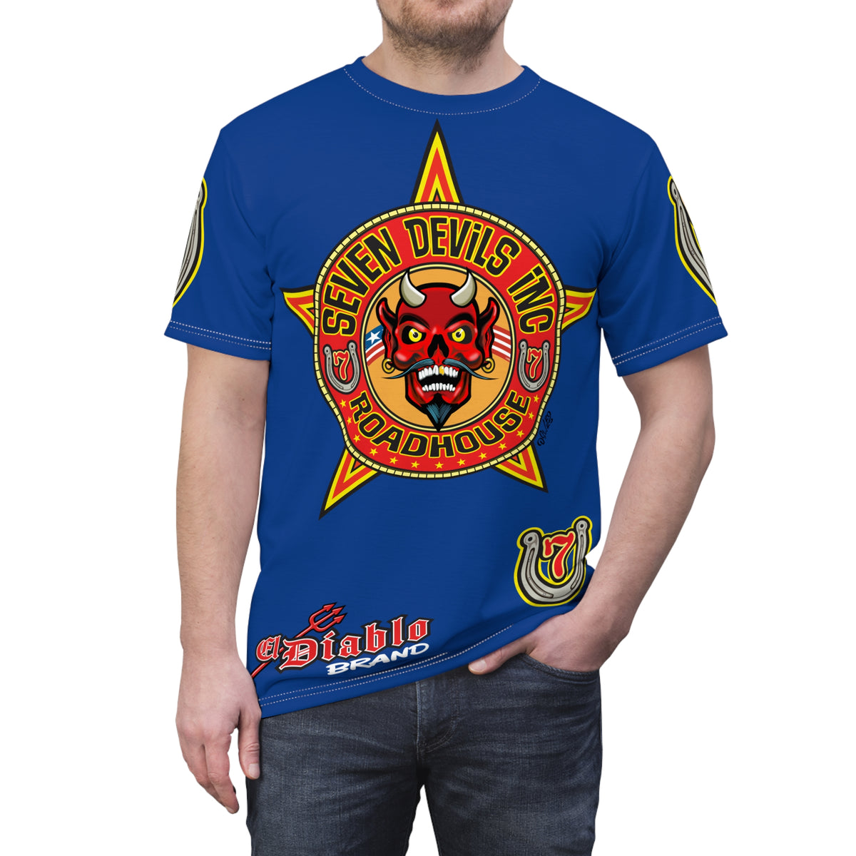 Seven Devils Inc. Roadhouse Deluxe HiViz Graphic Tee - Motorcycle Custom Riding Super Tee