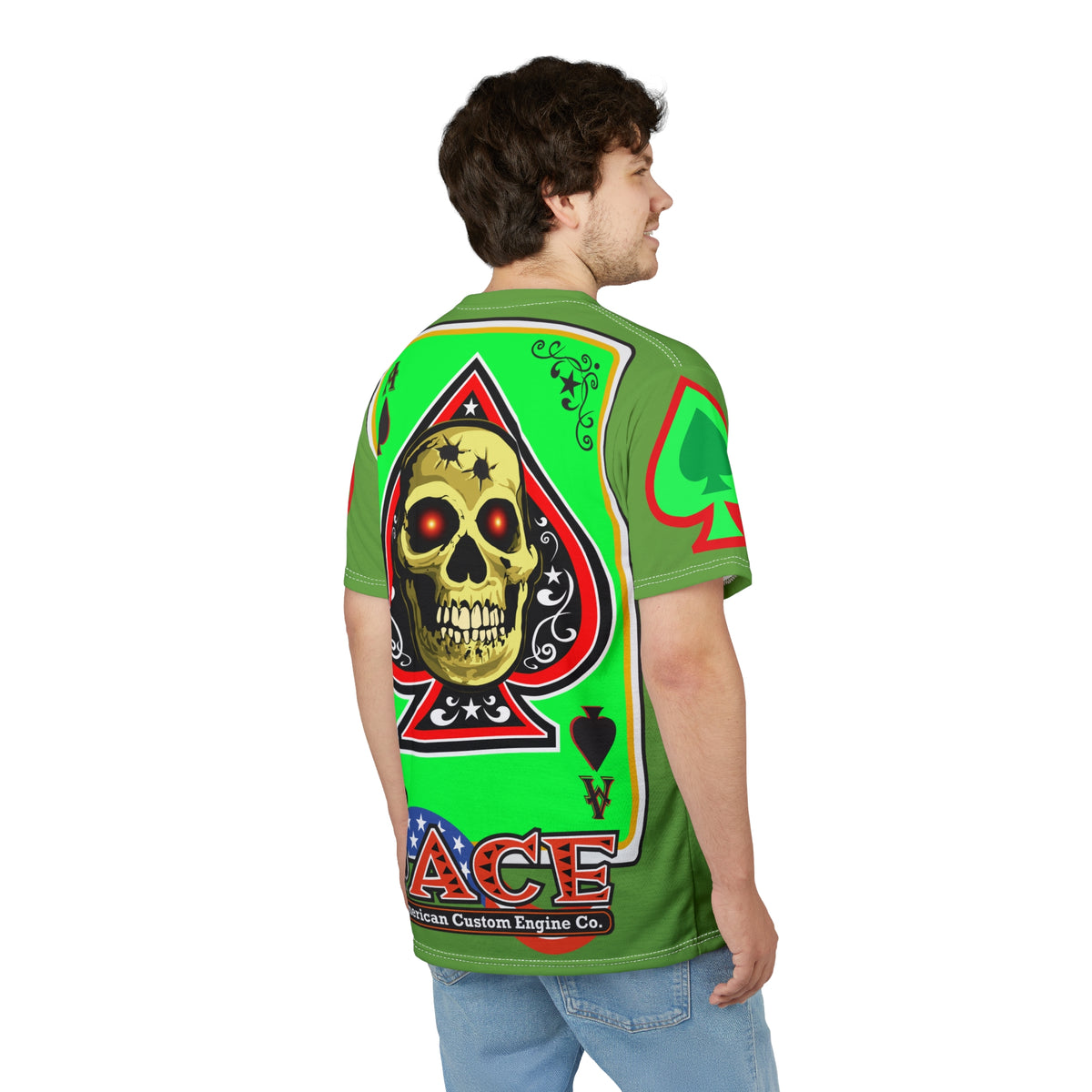 American Custom Engines ACE - Specially Designed Lumina Green  Ace of Spades Death Card High visibility Graphics