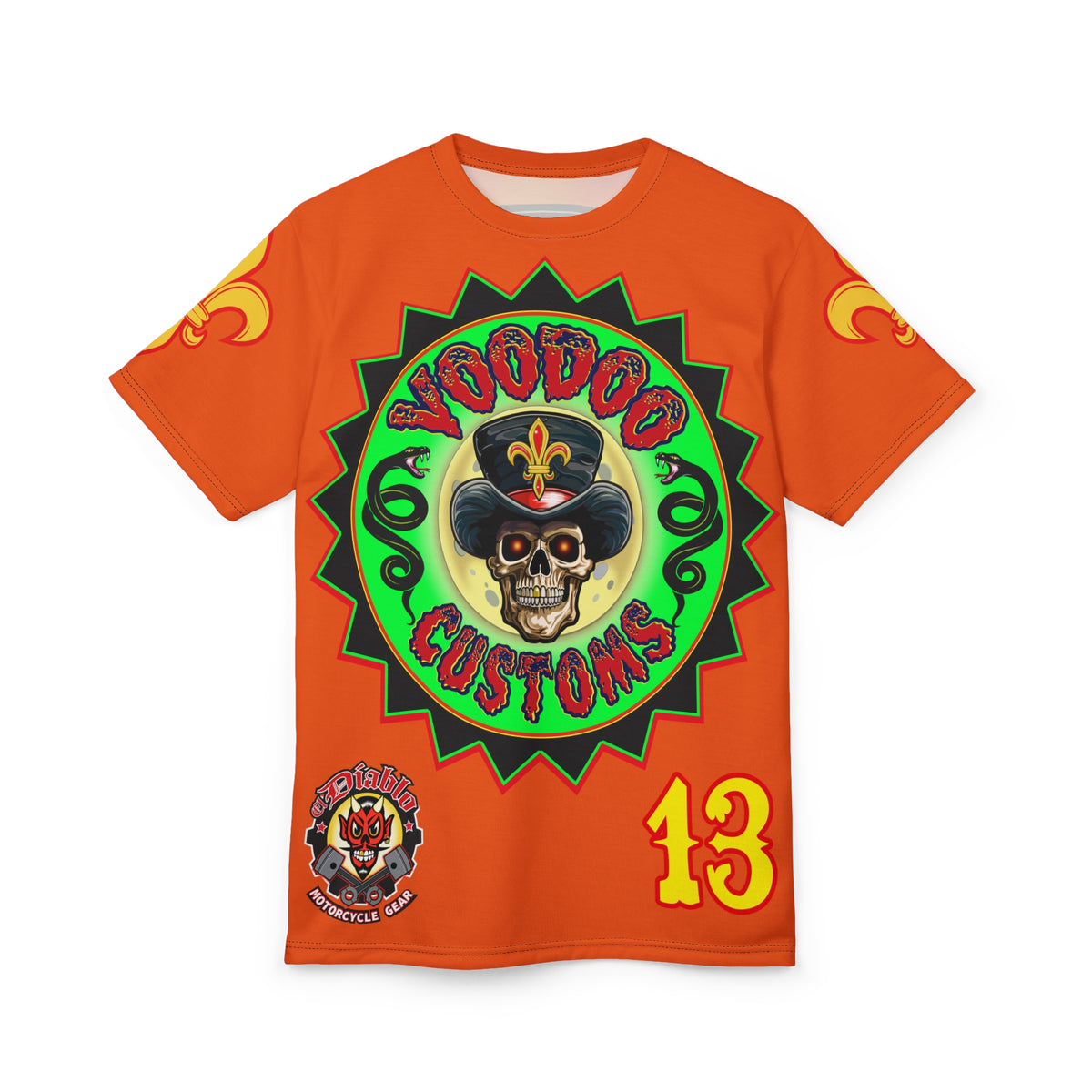 VooDoo Customs Ragin' Cajun Tie Dye Blast Skull & Fleur-de-Lis Graphic Tee