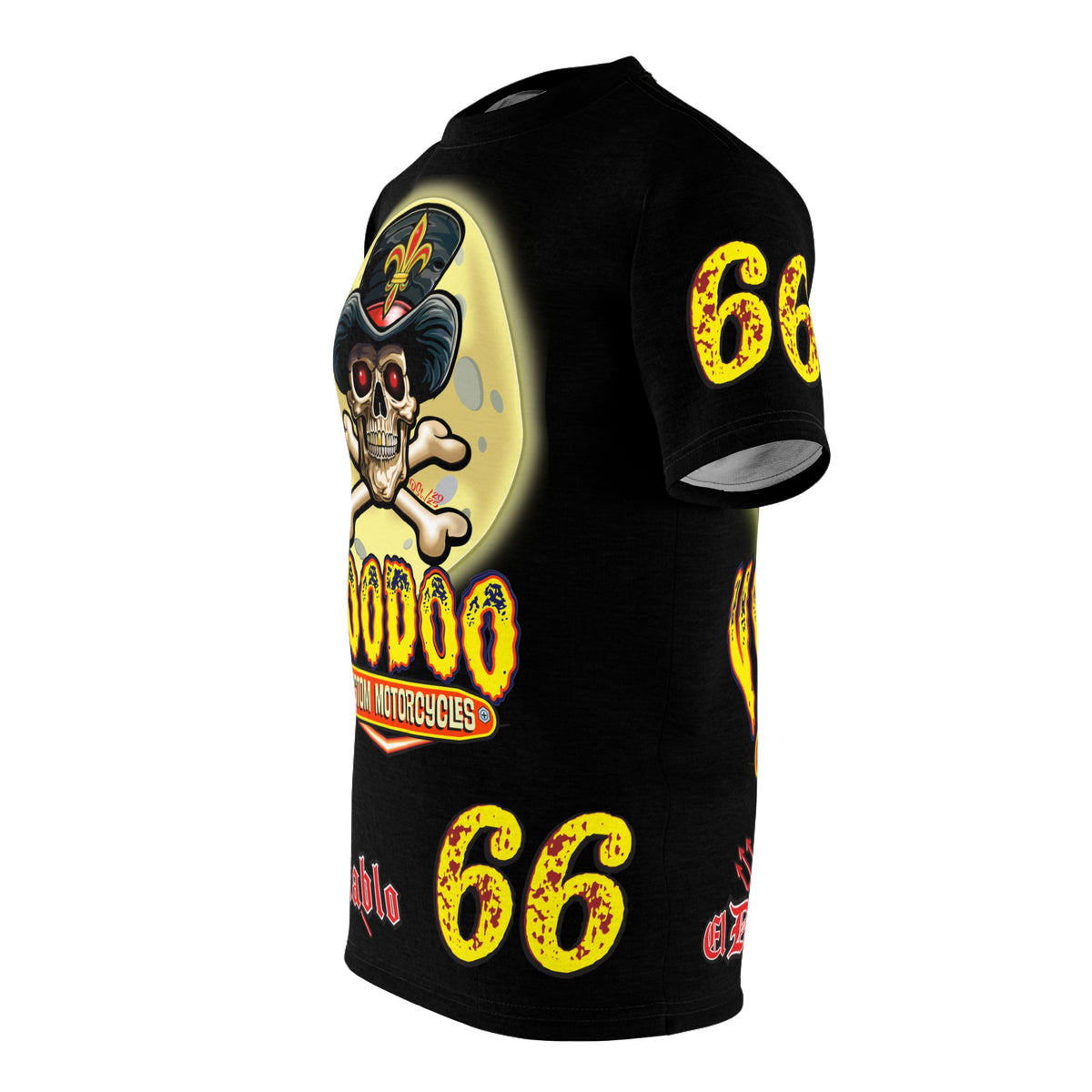 Voodoo Custom Motorcycles Black Magic HiViz Tee, Edgy Graphic Biker Shirt