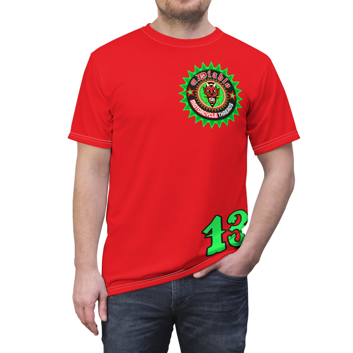 El Diablo Brand HiViz Super Tee - Brilliant Red, White and Floro Green for maximum visibility