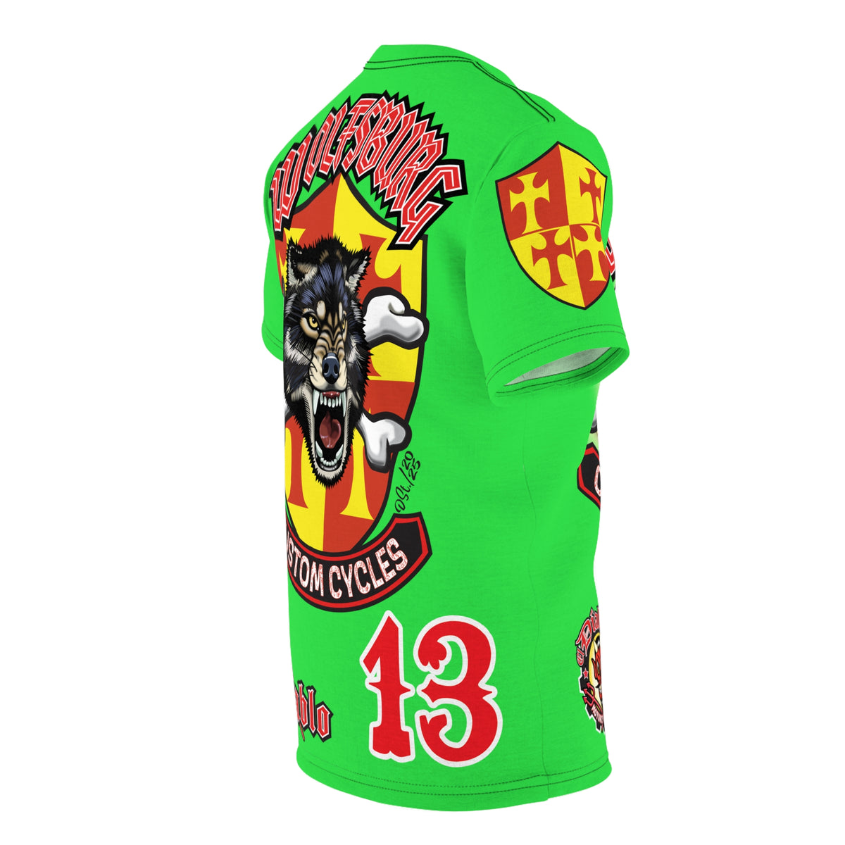 Very Special Wolfsburg Custom Cycles HiViz Graphic Super Tee for Bikers