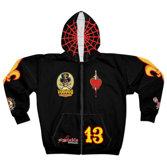 HoodZ VooDoo Customs Unisex Zip Hoodie - Rockin' Motorcycle Riders Gear - Super Comfortable Fit