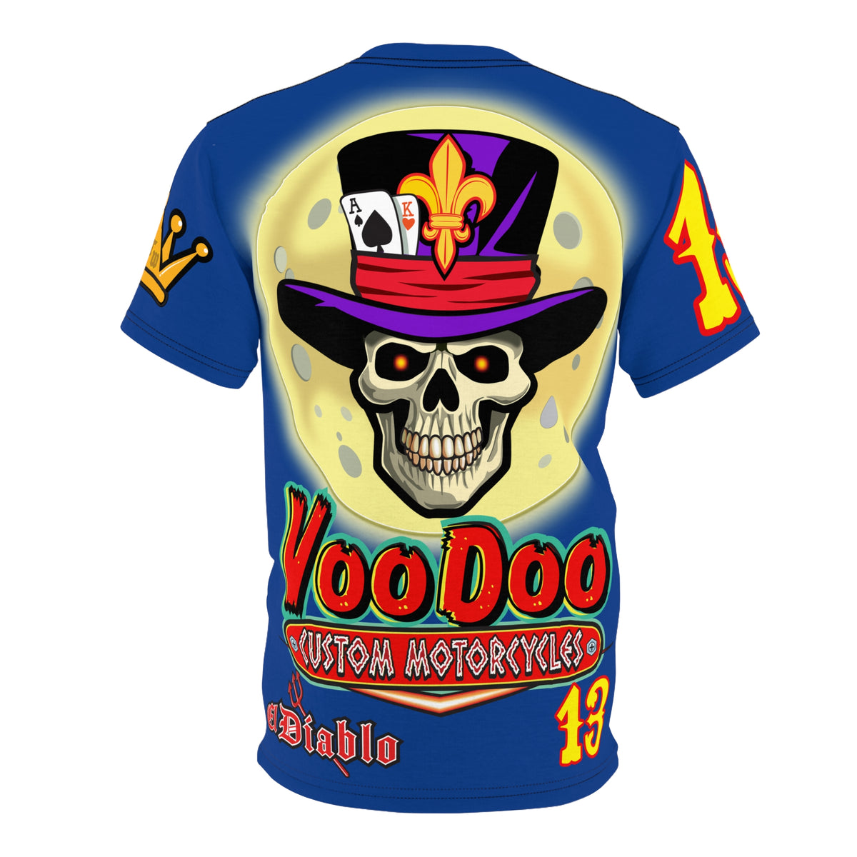 VooDoo Custom Motorcycles Midnight Blue HiViz Graphics Biker Tee