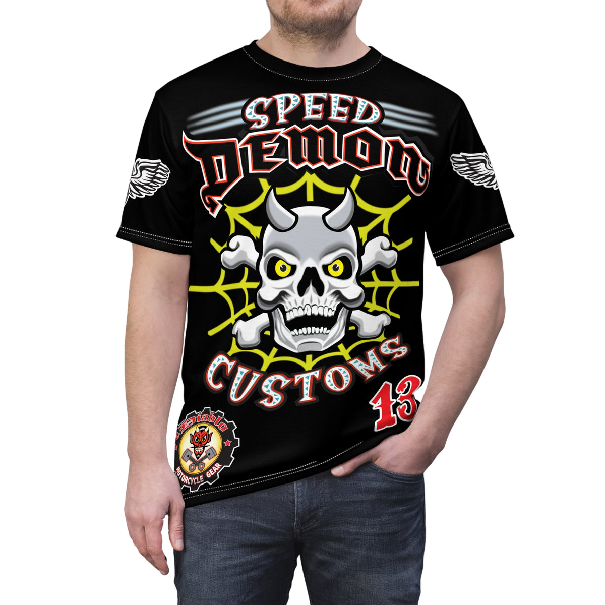 Speed Demon Customs Spectacular HiViz Super Tee - Devilishly Demented Bold Biker Design