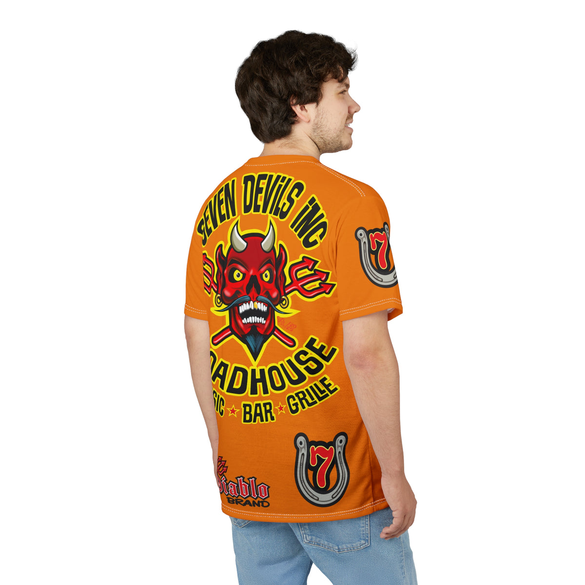 Seven Devils Road House (BLACK STAR HIVIZ LIMITED EDITION) Custom Super Riding Tee - Retro Devil Style Graphic Style