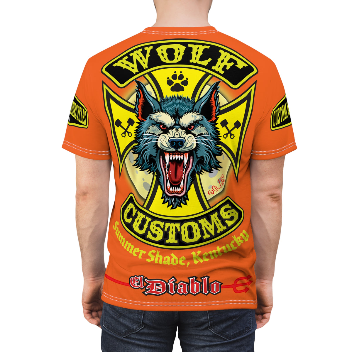 MWT Wolf Customs with XL HiViZ Graphics Super Tee —  The Best Biker Riding Tee EVER !!!