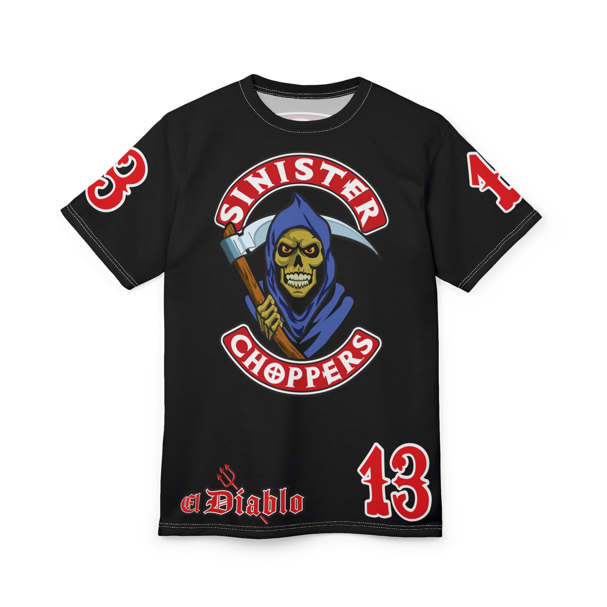 Sinister Choppers Reaper HiViz Super Tee - Spectacular Skull Design for Bikers